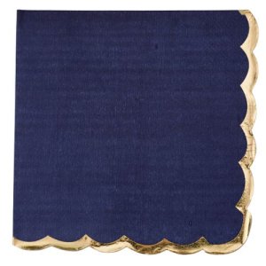 Servietten - Marineblau mit Goldrand - 16er-Packung Servietten - Marineblau mit Goldrand - 16er-Packung