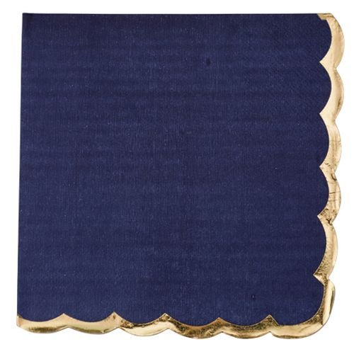Servietten - Marineblau mit Goldrand - 16er-Packung Servietten - Marineblau mit Goldrand - 16er-Packung