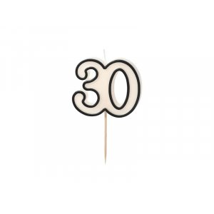 Kuchenkerzen/Geburtstagskerzen - 30 Stück - Schwarz/Weiß - 7,5 cm Kuchenkerzen/Geburtstagskerzen - 30 Stück - Schwarz/Weiß - 7,5 cm