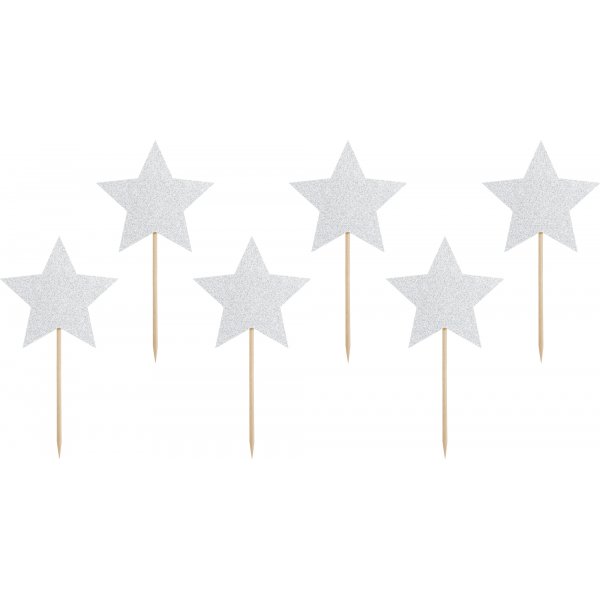 Kuchenspieer - Sterne - Silberglitter - 6er-Pack