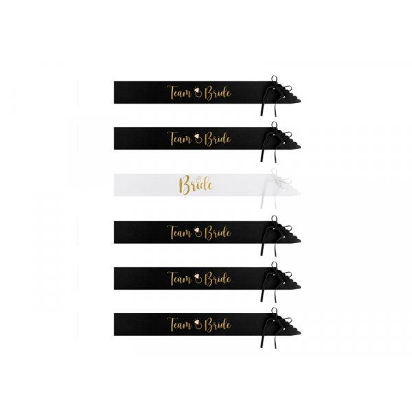 Schrpe - Bride & Team Bride - Schwarz/Wei - 6er-Pack