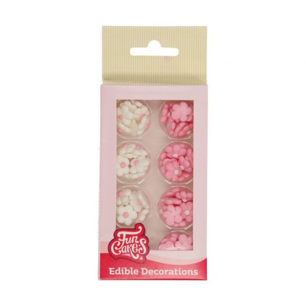 Zuckerdekorationen - Kleine Blumen - Rosa/Weiß