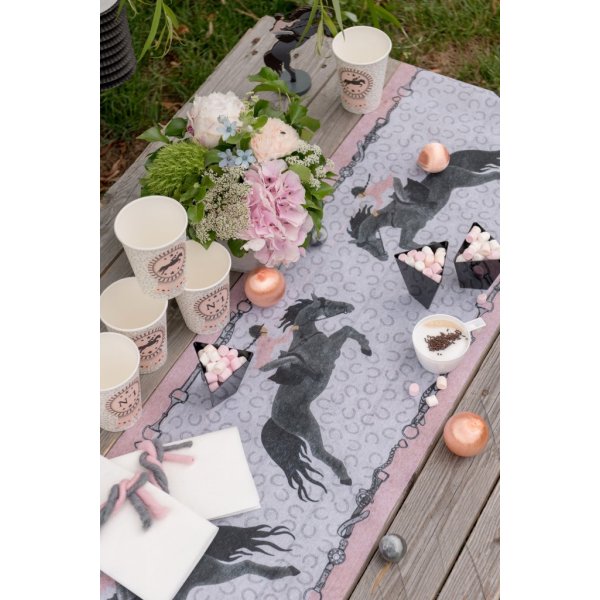 Tischläufer - Pferdeparty - Rosa/Schwarz Tischläufer - Pferdeparty - Rosa/Schwarz