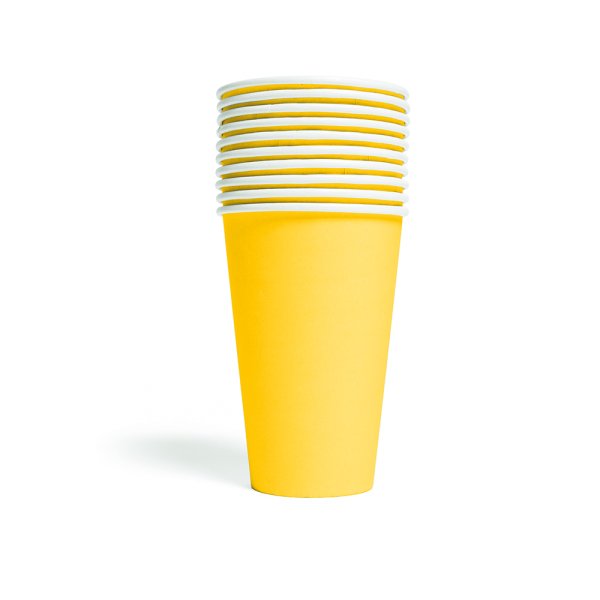 Pappbecher - Gelb - 350 ml - 10er-Packung Pappbecher - Gelb - 350 ml - 10er-Packung