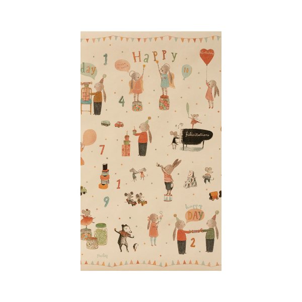 Geschenkpapier - Maileg - Geburtstagshaschen - 55 cm x 10 m