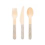 Holzbesteck - Silbernes Zickzackmuster - 18er-Pack (6 Gedecke)