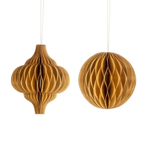 Christbaumkugeln - Wabe - Natur - 2er-Pack