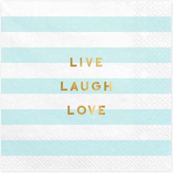 Servietten - Yummy - Live Laugh Love, hellblau, 33x33cm (1 Stck / 12 Stck) (1 Stck / 20 Stck)