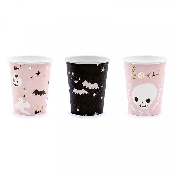 Pappbecher - Pink Halloween - 6er-Pack