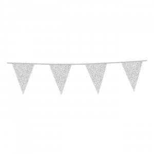 Girlande - Funkelnde silberne Wimpel - 6 m Girlande - Funkelnde silberne Wimpel - 6 m