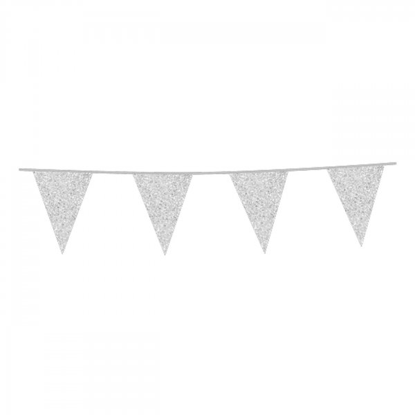 Girlande - Funkelnde silberne Wimpel - 6 m Girlande - Funkelnde silberne Wimpel - 6 m