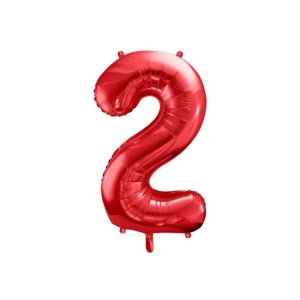 Zahlenballon - Rot, 86 cm - Zahl: 2 Zahlenballon - Rot, 86 cm - Zahl: 2