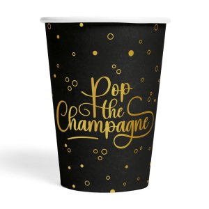 Pappbecher - Champagner-Frühstück - Schwarz - 210 ml - 8er-Packung Pappbecher - Champagner-Frühstück - Schwarz - 210 ml - 8er-Packung