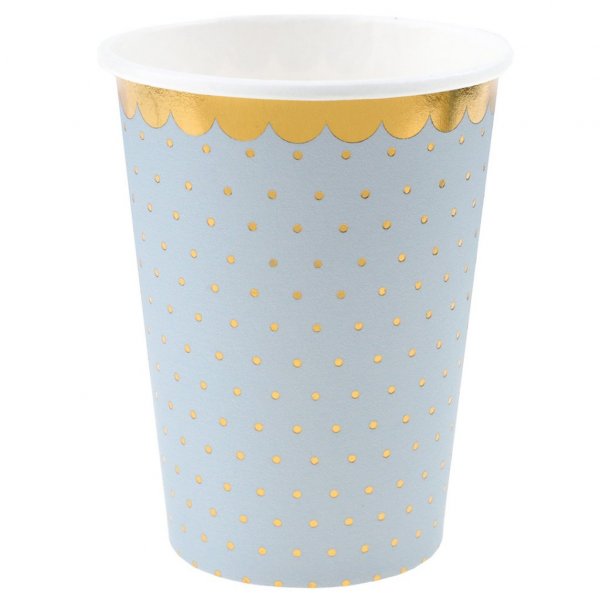 Pappbecher - Gepunktet mit Goldrand - Blau - 10er-Pack