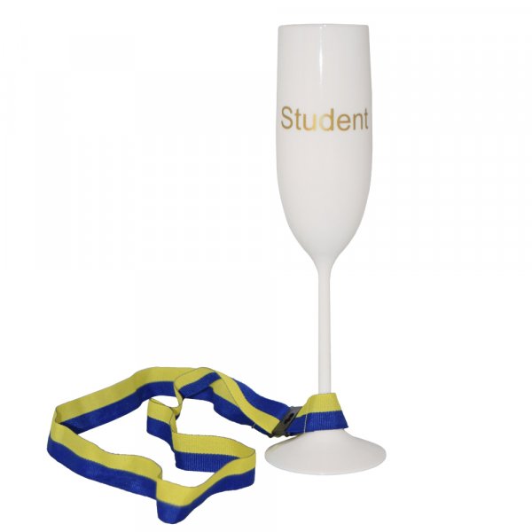 Champagnerglas mit Band - Student - Wei