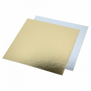 Tortenplatte - Quadratisch - Gold/Silber - 30 x 30 cm