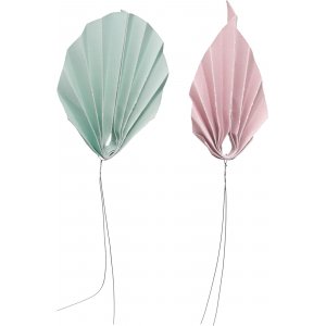 Feder - Papier - Rosa und Hellgr�n - 5 cm - 6er-Pack