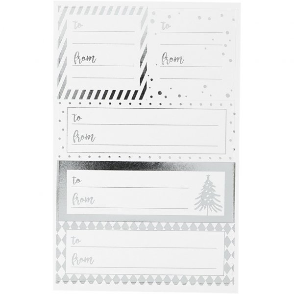 Weihnachtsgeschenkanhänger - Silber - 4 Bögen