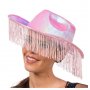 Rosa schimmernder Cowboyhut mit Fransen Rosa schimmernder Cowboyhut mit Fransen