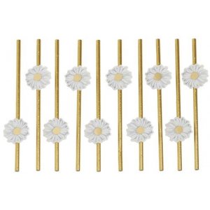 Strohhalme - Gold mit Blumen - 10er-Packung Strohhalme - Gold mit Blumen - 10er-Packung