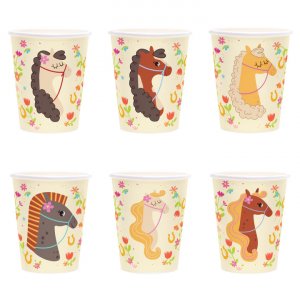 Pappbecher - Pferdeparty - 6er-Pack