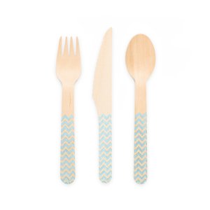 Holzbesteck - Hellblau - 18er-Pack (6 Gedecke) Holzbesteck - Hellblau - 18er-Pack (6 Gedecke)