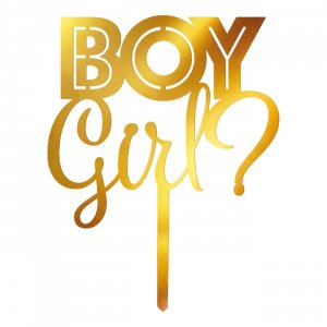 Tortendekoration - Gender Reveal - Goldene Acrylglas Tortendekoration - Gender Reveal - Goldene Acrylglas