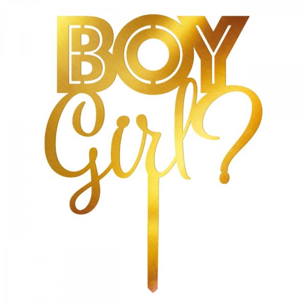Tortendekoration - Gender Reveal - Goldene Acrylglas
