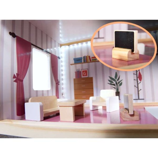 Puppenschrank aus MDF mit LED-Beleuchtung, 78 cm, weiß, inklusive 16 Möbelteilen - Bausatz Puppenschrank aus MDF mit LED-Beleuchtung, 78 cm, weiß, inklusive 16 Möbelteilen - Bausatz