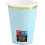 Pappbecher - Hellblau - Goldrand - 6er-Pack
