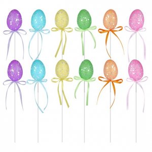 Picks - Ostereier - Pastell/Glitzer - 12er-Pack
