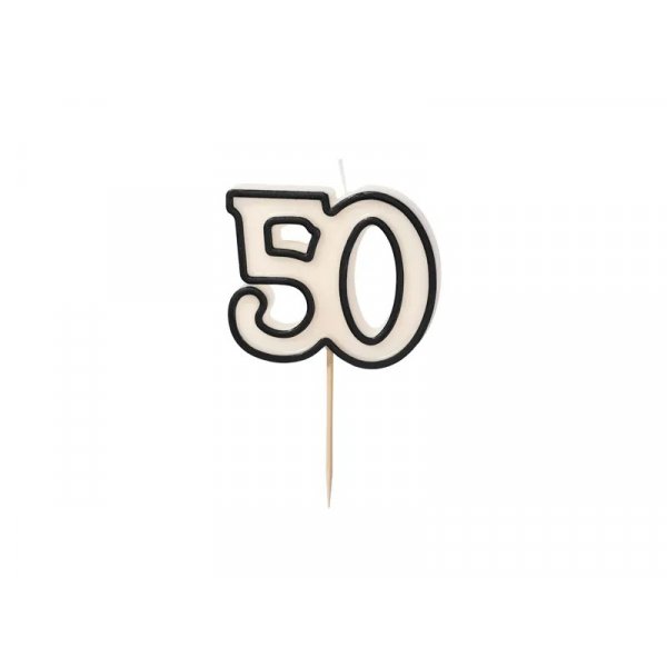 Kuchenkerzen/Geburtstagskerzen - 50 St�ck - Schwarz/Wei� - 5,5 cm