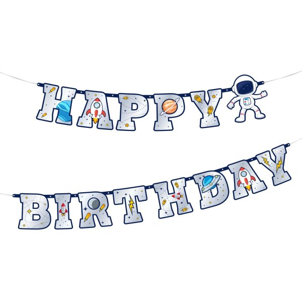 Girlande - Happy Birthday - Weltraum Kosmos - 220 cm Girlande - Happy Birthday - Weltraum Kosmos - 220 cm