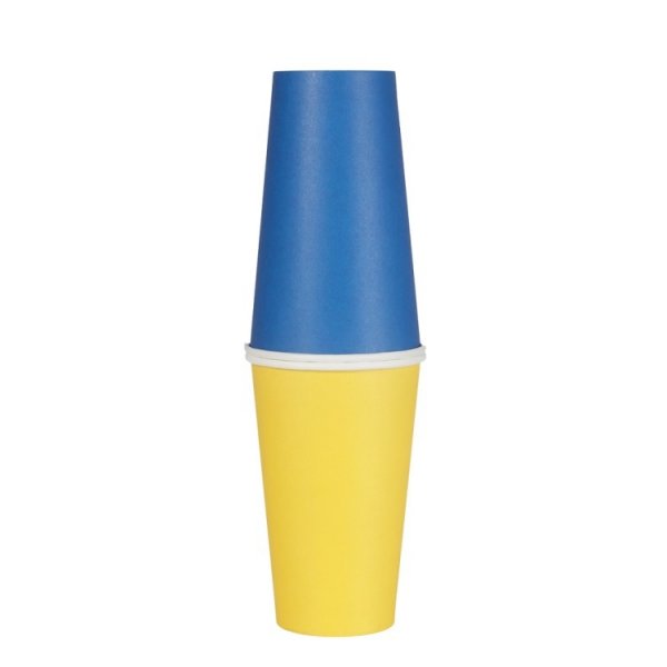 Große Pappbecher - Blau/Gelb - 24er-Packung Große Pappbecher - Blau/Gelb - 24er-Packung