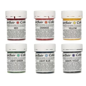 Schokoladenfarben-Paket - Regenbogen 6 Farben - 6 x 35 g - Sugarflair Schokoladenfarben-Paket - Regenbogen 6 Farben - 6 x 35 g - Sugarflair