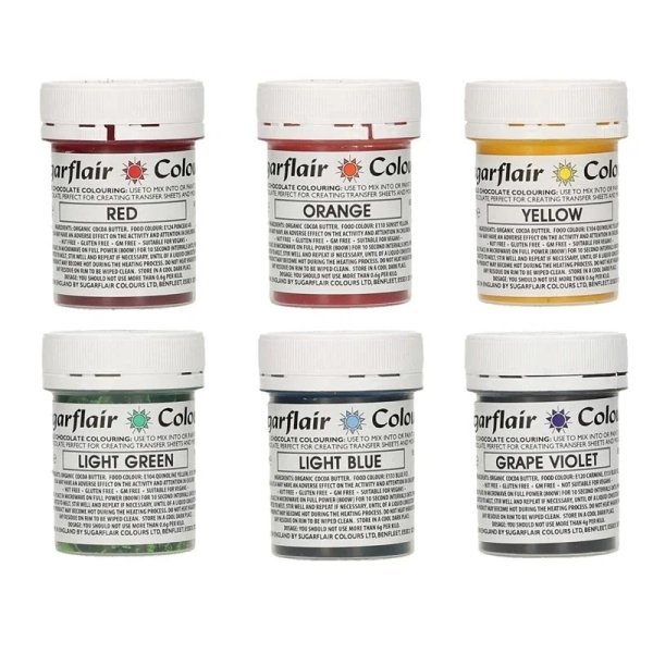 Schokoladenfarben-Paket - Regenbogen 6 Farben - 6 x 35 g - Sugarflair Schokoladenfarben-Paket - Regenbogen 6 Farben - 6 x 35 g - Sugarflair
