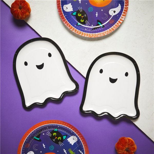 Pappteller - Cute Ghost - Schwarz/Weiß - 8er-Pack Pappteller - Cute Ghost - Schwarz/Weiß - 8er-Pack