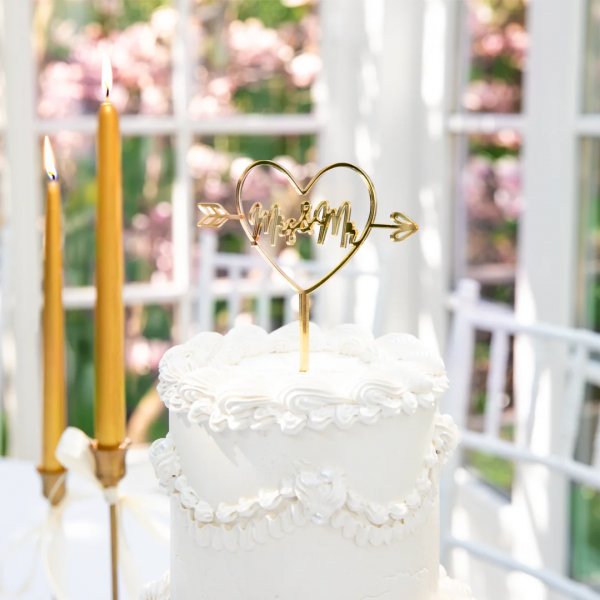Tortenaufsatz - Mr & Mrs - Herz - Gold