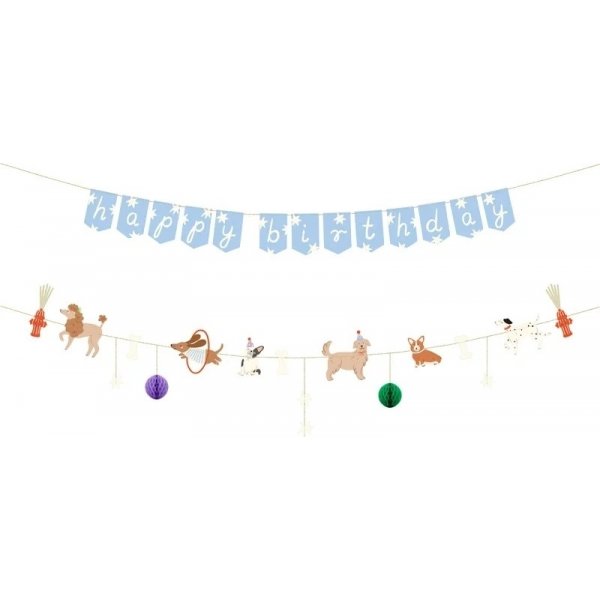 Girlande - Happy Birthday - Hunde - 2,1 m