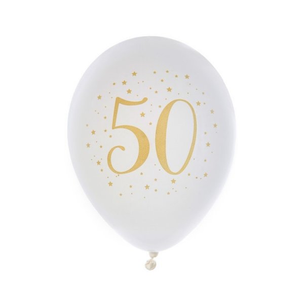 Luftballons - Weiß, 50 Jahre - 23 cm - 8 Stück Luftballons - Weiß, 50 Jahre - 23 cm - 8 Stück