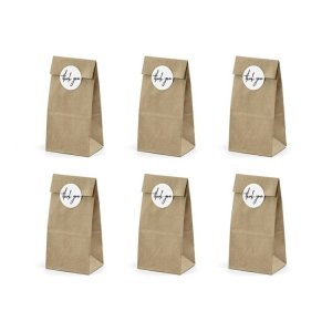 Papiertüten - Braun mit Etikett - 6er-Packung Papiertüten - Braun mit Etikett - 6er-Packung