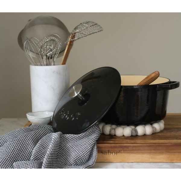 Gusseiserner Schmortopf - 4,4 Liter - Schwarz - Sabor Gusseiserner Schmortopf - 4,4 Liter - Schwarz - Sabor