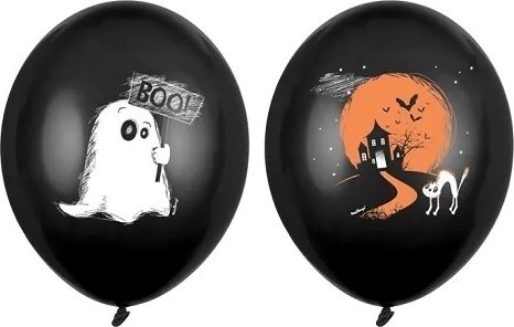 Luftballons - Halloween Schwarz - Geist und Spukhaus - 50er-Pack