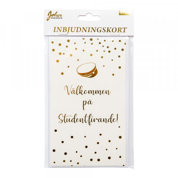Einladungskarte - Student - Wei/Gold - 6er-Pack