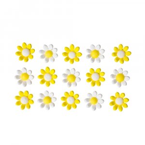Zuckerdekorationen - Blumen - 2,4 cm - Weiß/Gelb - 15 Stück Zuckerdekorationen - Blumen - 2,4 cm - Weiß/Gelb - 15 Stück