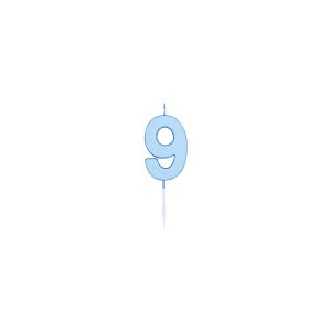 Kuchenkerze - Pastellblau - Nr. 9 - 4,5 cm Kuchenkerze - Pastellblau - Nr. 9 - 4,5 cm