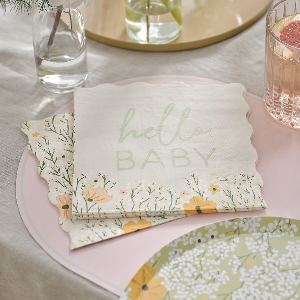Servietten - Hello Baby - Floral - 16er-Pack Servietten - Hello Baby - Floral - 16er-Pack