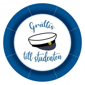 Pappteller - Herzlichen Glückwunsch an den Schüler - Blau/Weiß - 8er-Pack Pappteller - Herzlichen Glückwunsch an den Schüler - Blau/Weiß - 8er-Pack