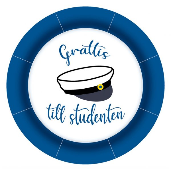 Pappteller - Herzlichen Glückwunsch an den Schüler - Blau/Weiß - 8er-Pack Pappteller - Herzlichen Glückwunsch an den Schüler - Blau/Weiß - 8er-Pack