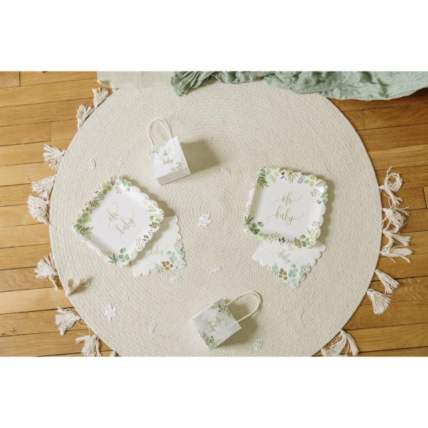 Pappteller - Babyparty - Oh Baby - Blattgrün und Gold - 8er-Pack Pappteller - Babyparty - Oh Baby - Blattgrün und Gold - 8er-Pack